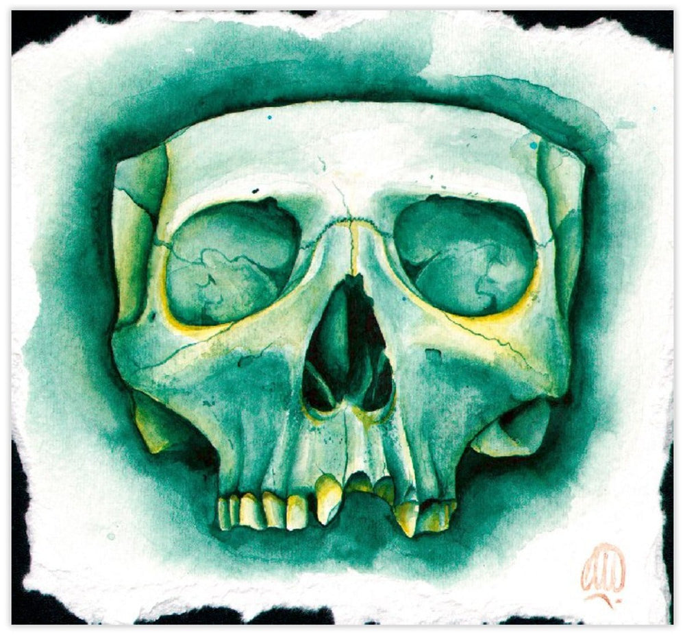Black Market Art Company Green Skull Print