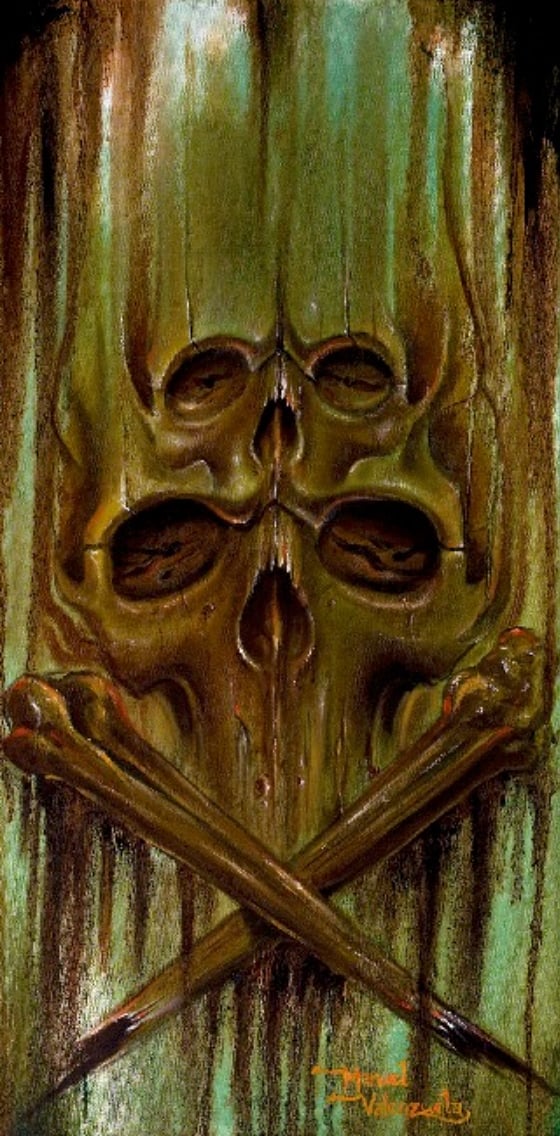 Black Market Art Company Green Skulls Print