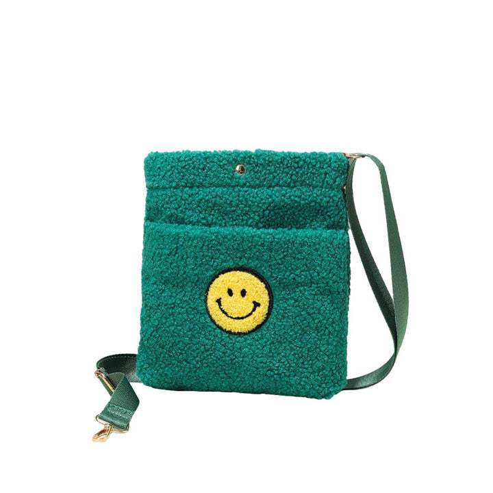 Smile Pointed Sherpa Rectangle Crossbody Bag - Madeline Love - Flyclothing LLC