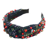 Socks Pearl Stone Knot Burnout Check Patterned Headband - Madeline Love - Flyclothing LLC