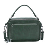 Solid Faux Leather Rectangle Tote Crossbody Bag - Madeline Love - Flyclothing LLC