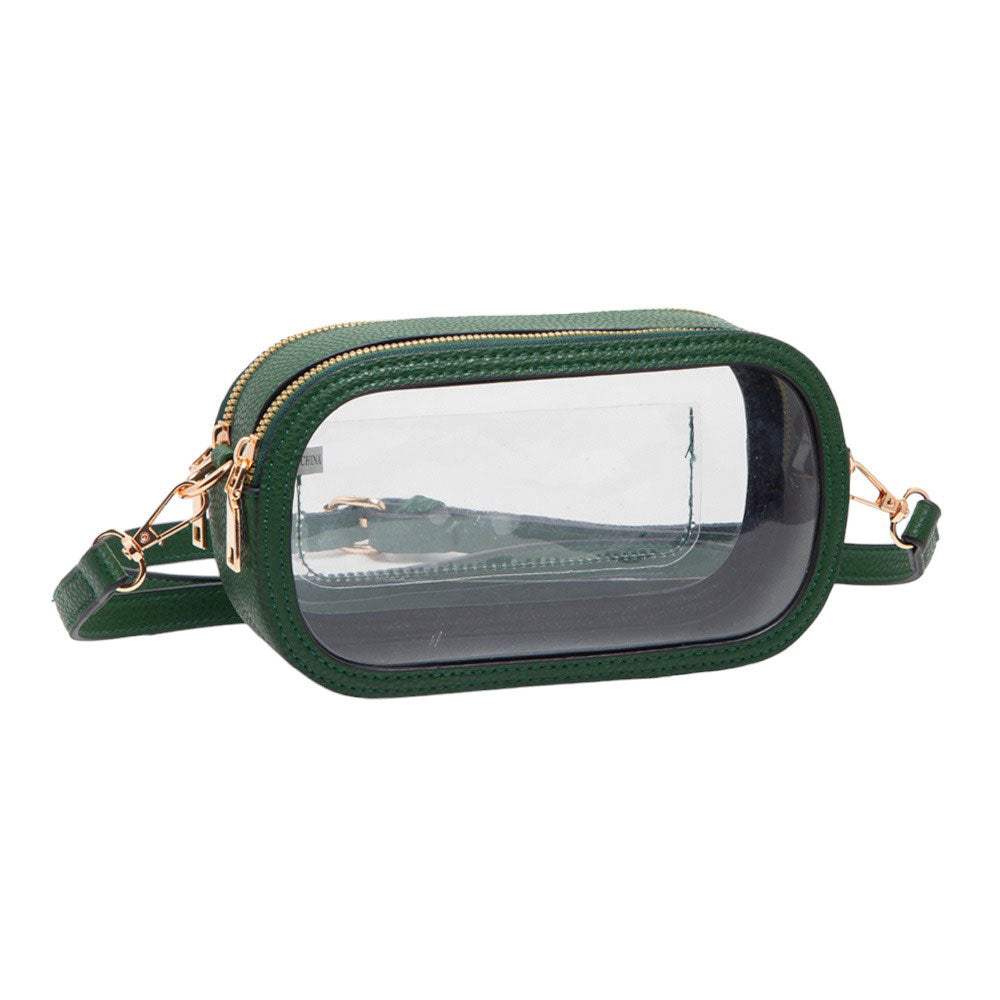 Solid Faux Leather Transparent Rectangle Crossbody Bag - Madeline Love - Flyclothing LLC