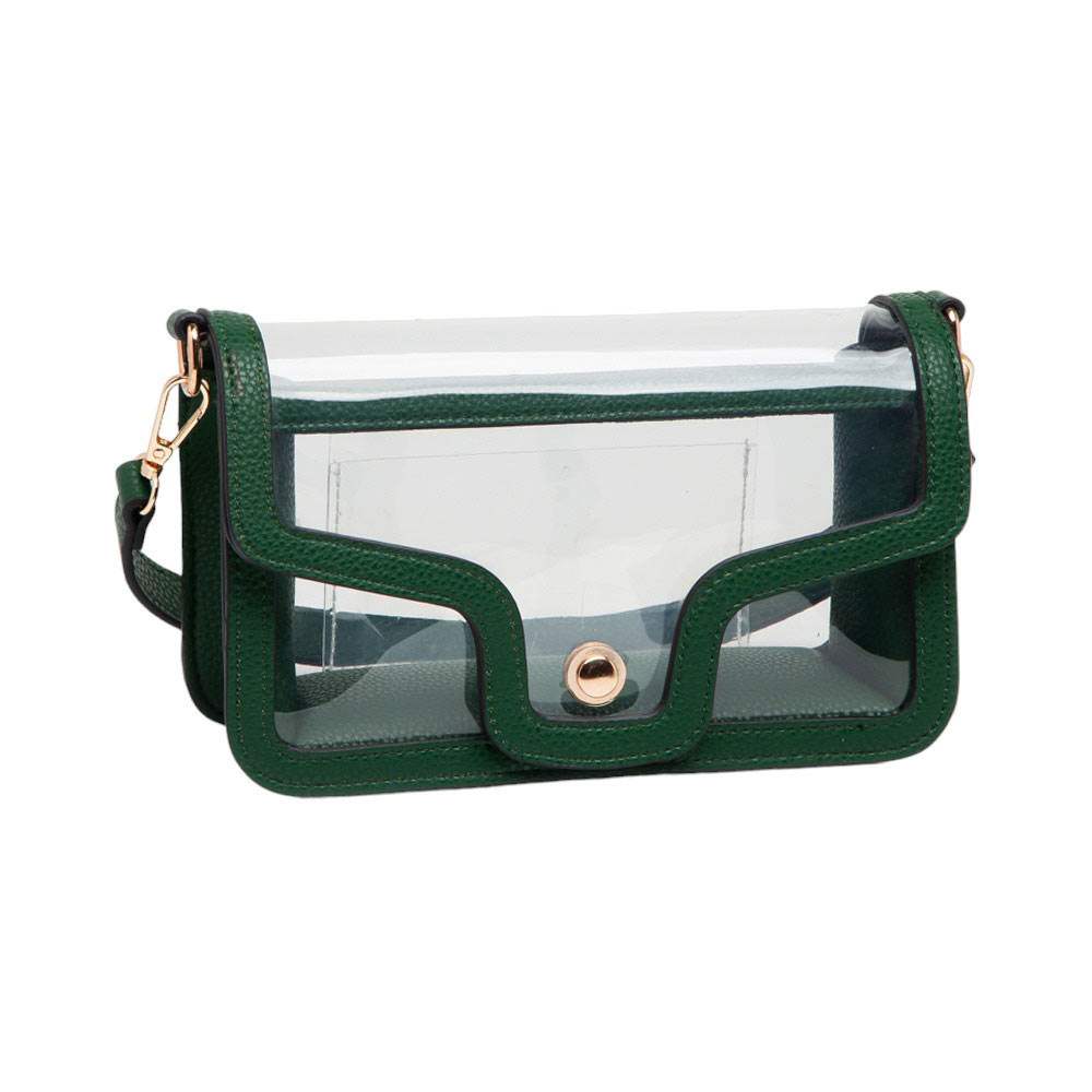 Solid Faux Leather Transparent Rectangle Shoulder Bag - Madeline Love - Flyclothing LLC