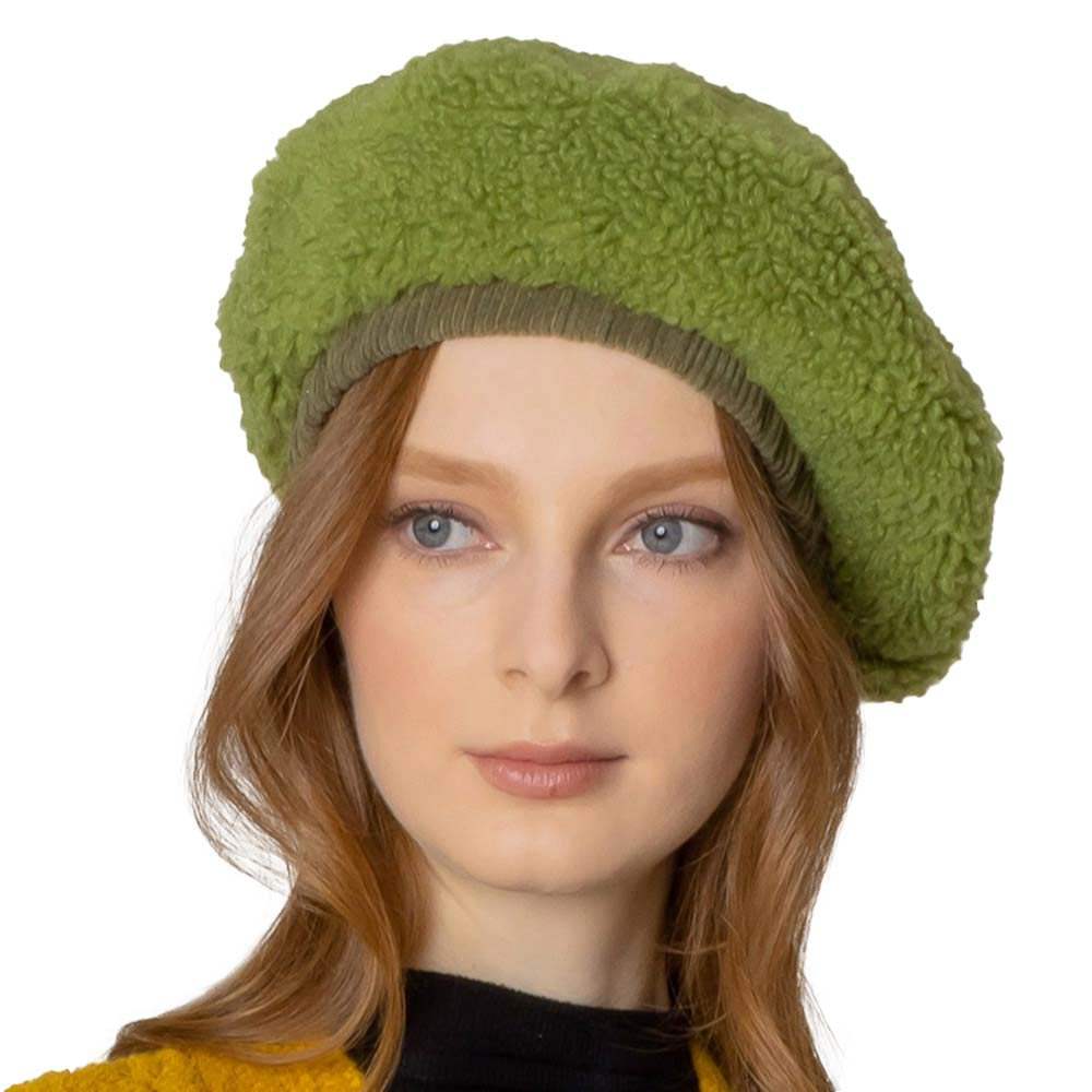Solid Sherpa Beret Hat - Madeline Love - Flyclothing LLC