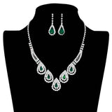 Teardrop Accented Rhinestone Necklace - Madeline Love - Flyclothing LLC
