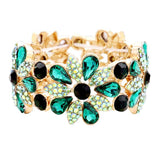Teardrop Stone Accented Flower Stretch Evening Bracelet - Madeline Love - Flyclothing LLC