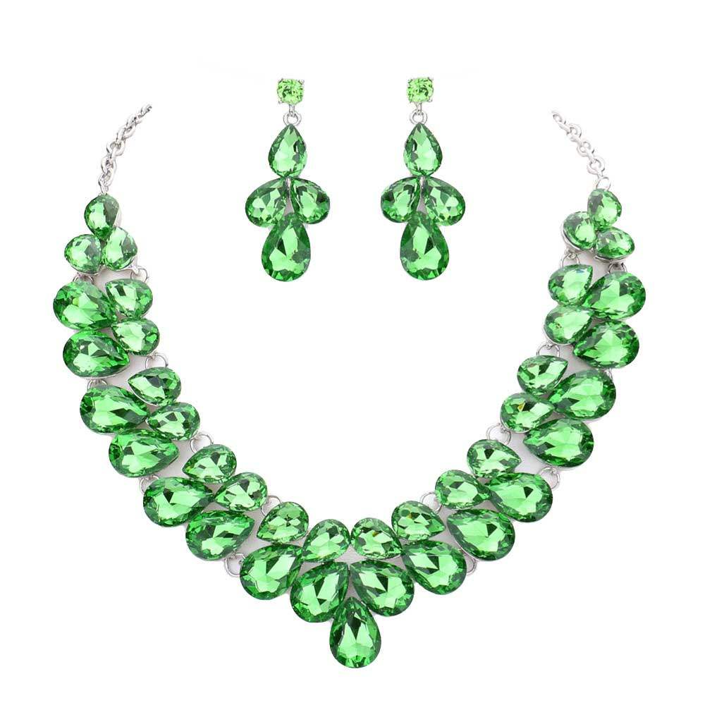 Teardrop Stone Cluster Evening Necklace - Madeline Love - Flyclothing LLC