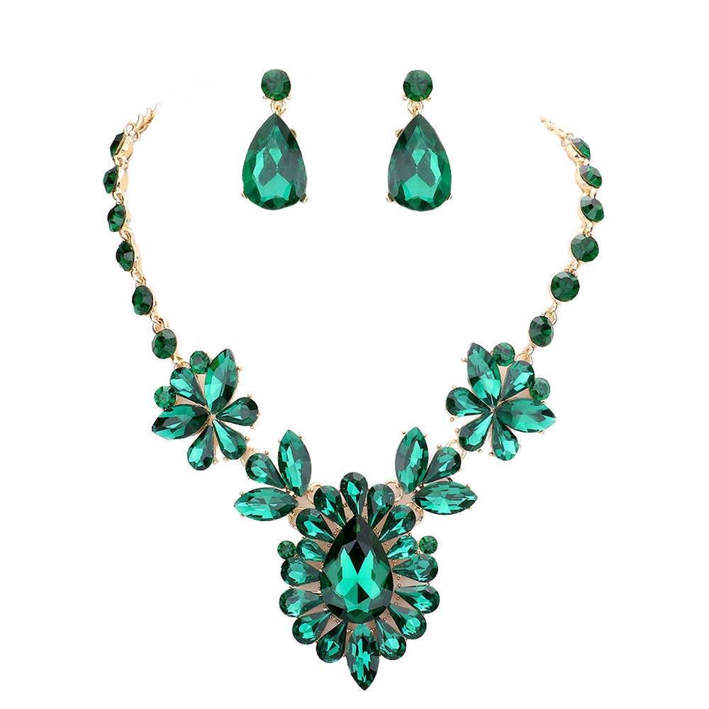 Teardrop Stone Cluster Evening Necklace - Madeline Love - Flyclothing LLC
