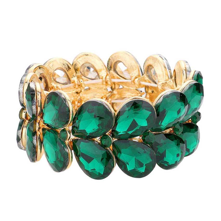 Teardrop Stone Embellished Evening Bracelet - Madeline Love - Flyclothing LLC