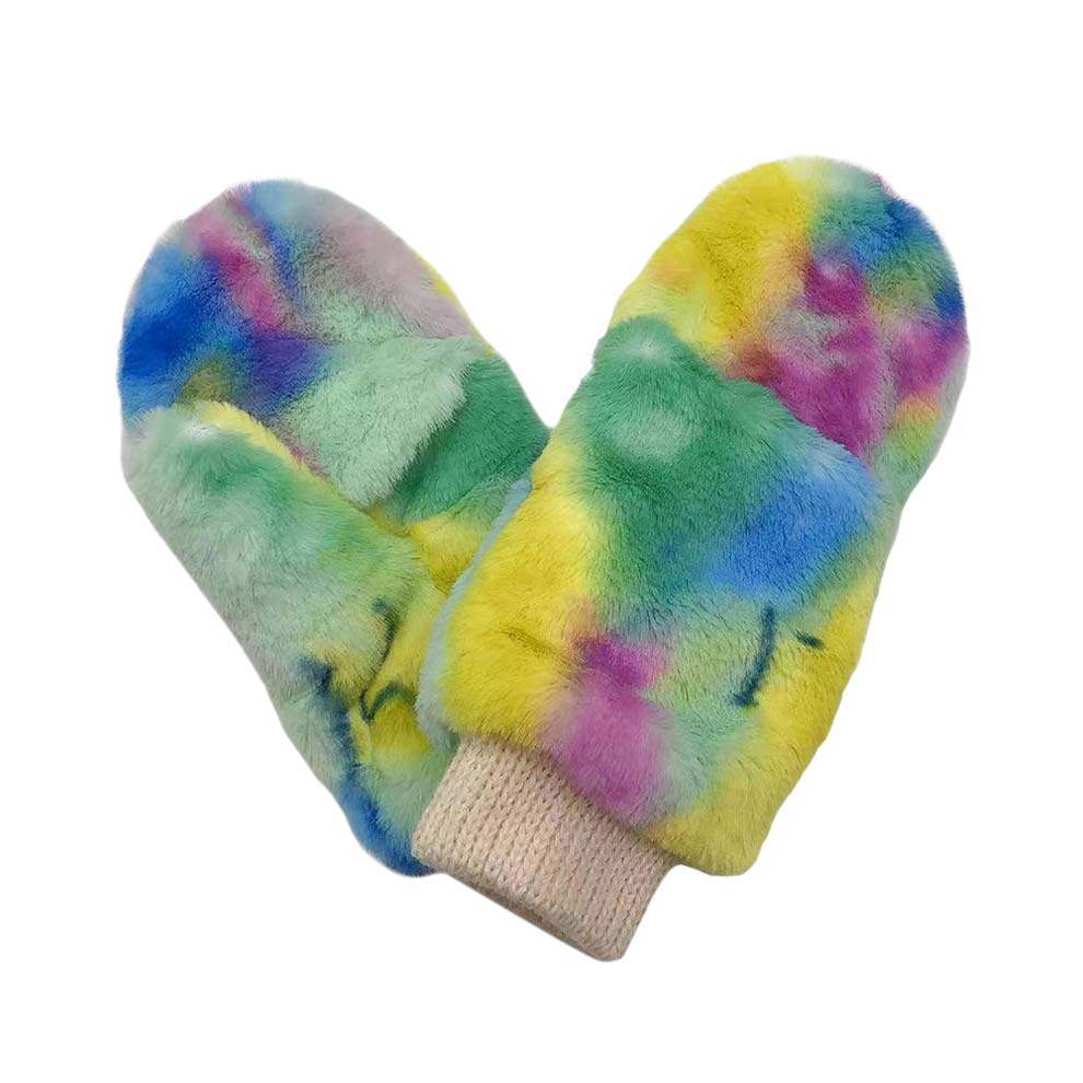 Tie Dye Faux Fur Mittens - Madeline Love - Flyclothing LLC