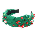 Tree Santa Claus Jingle Bell Glove Pearl Stone Knot Headband - Madeline Love - Flyclothing LLC