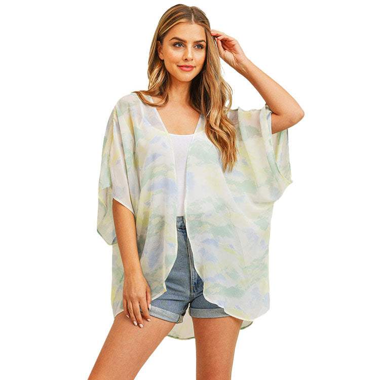 Trendy Tie Dye Cover Up Kimono Poncho - Madeline Love - Flyclothing LLC