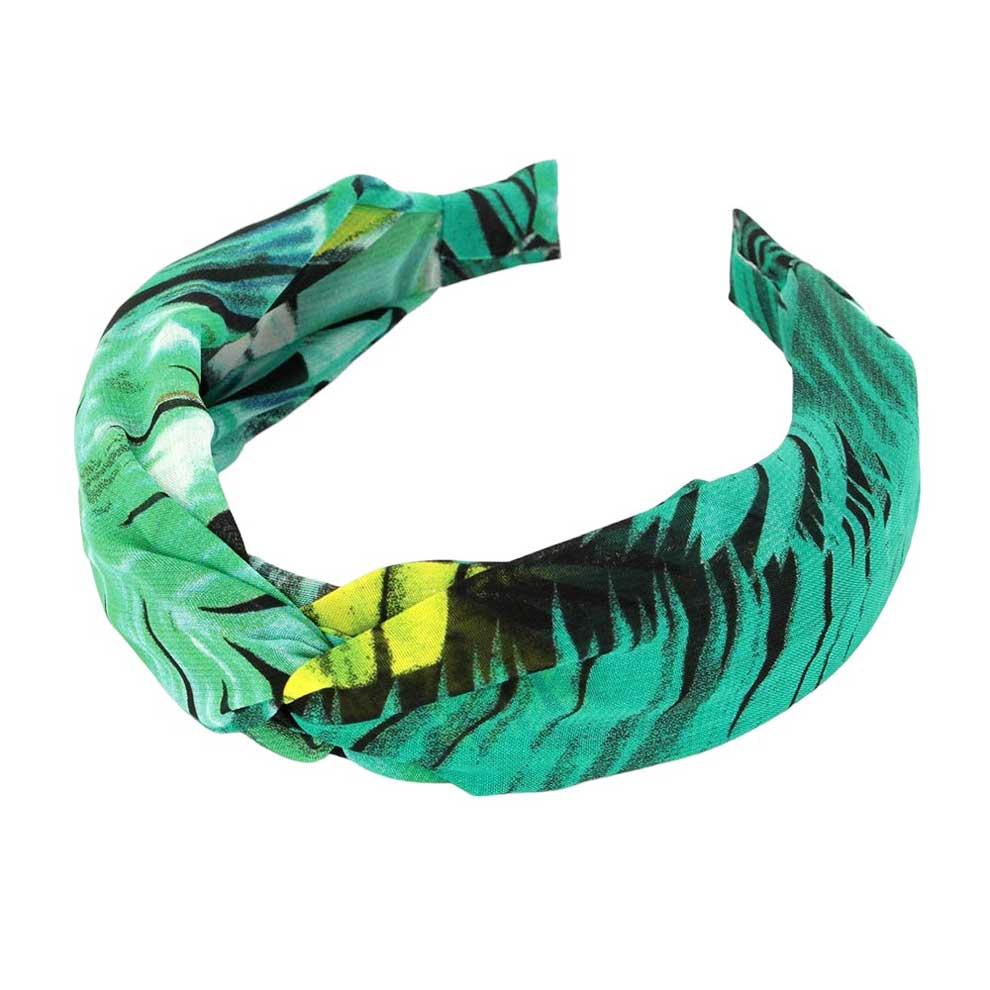 Tropical Leaf Patterned Twisted Headband - Madeline Love - Flyclothing LLC