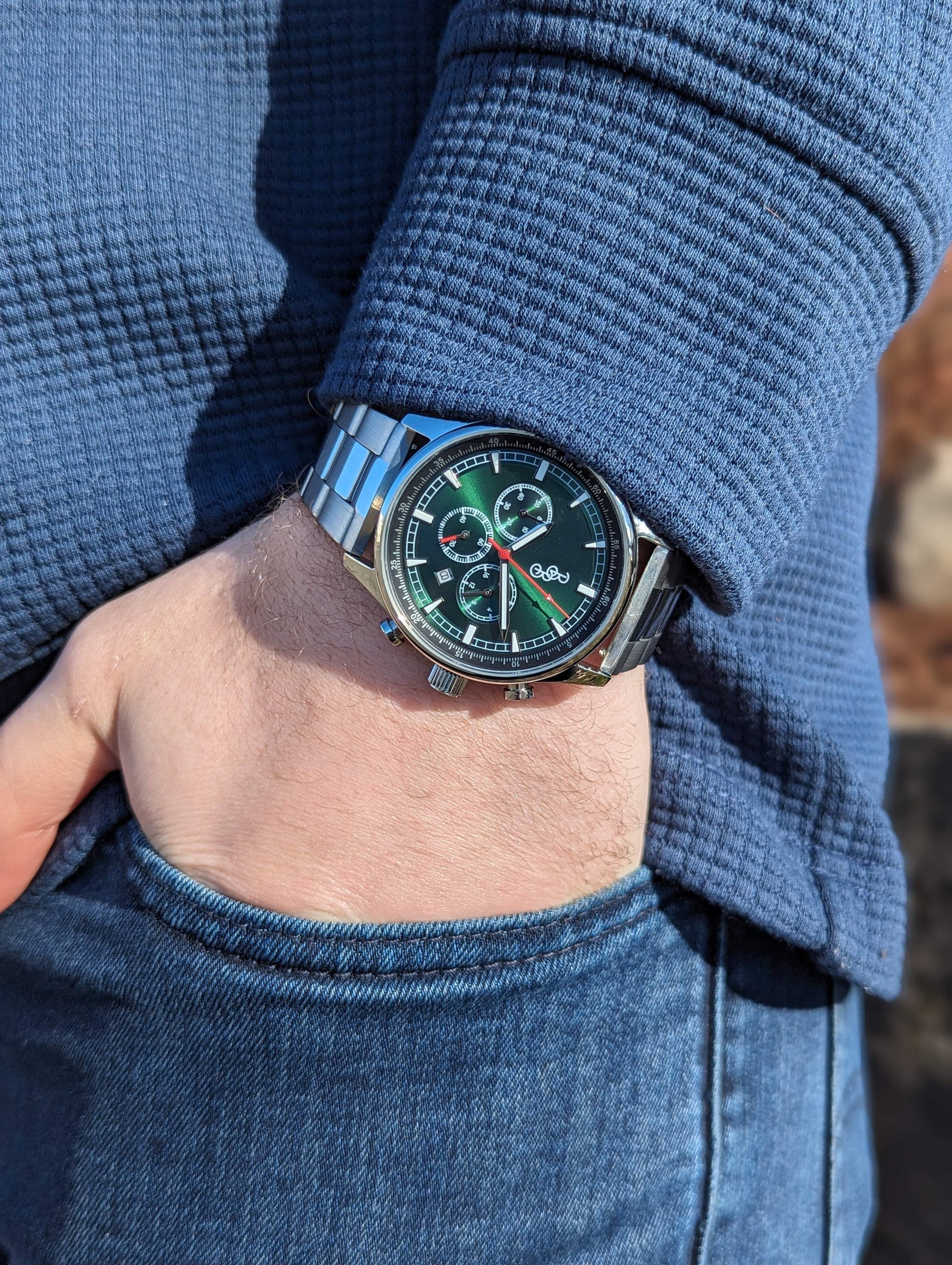 Green Sport Chronograph - The Beyond Boring Watch Company - Flyclothing LLC
