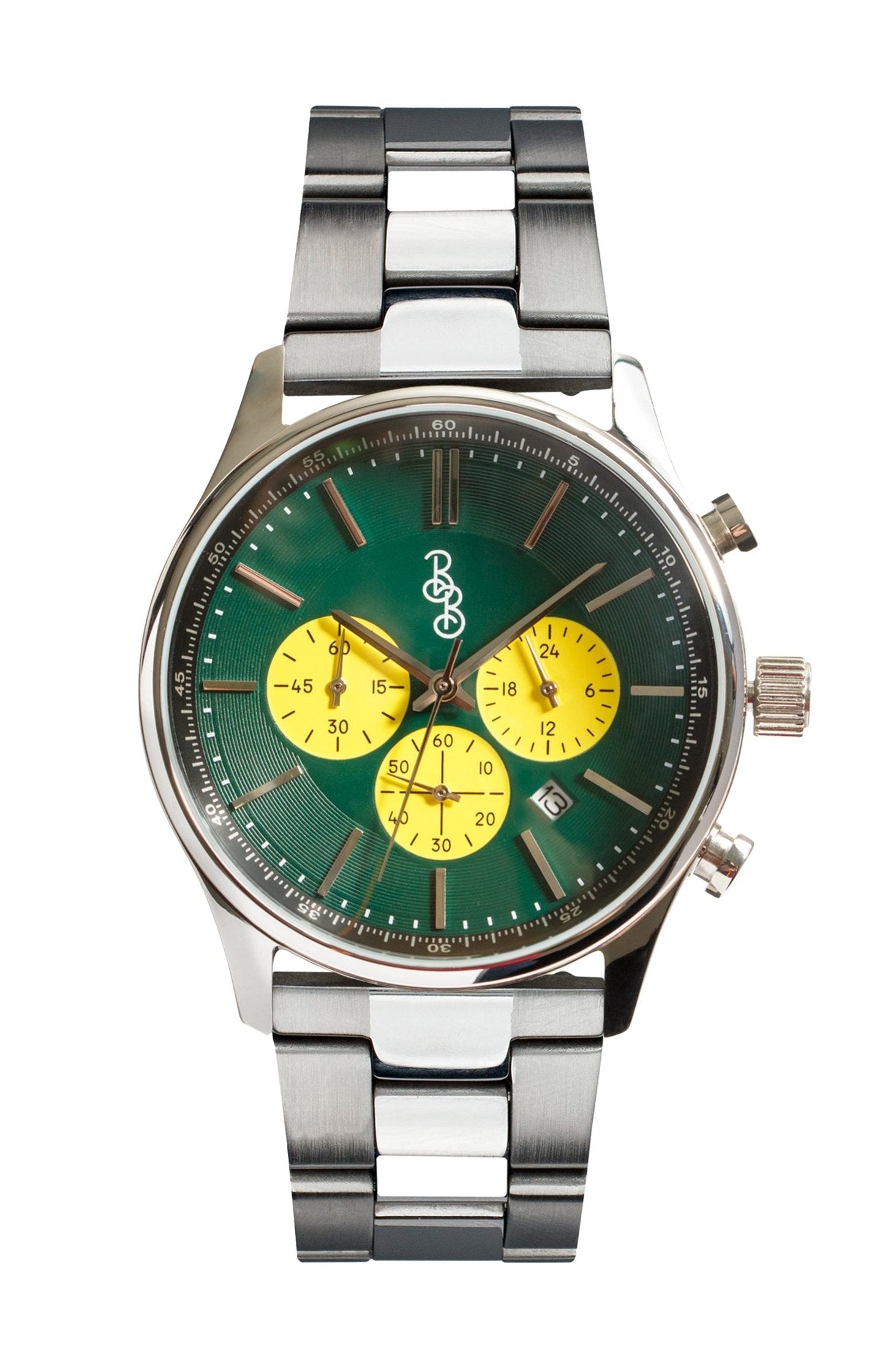 Green and Yellow Chronograph - The Beyond Boring Watch Company - Flyclothing LLC