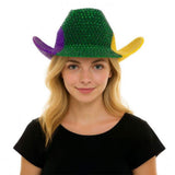 Bling Studded Mardi Gras Cowboy Fedora Hat - Madeline Love - Flyclothing LLC
