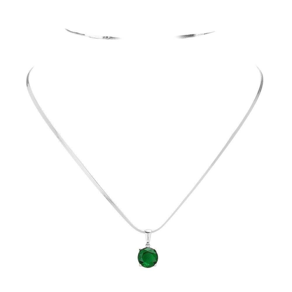 Stainless Steel CZ Round Pendant Necklace - Madeline Love - Flyclothing LLC