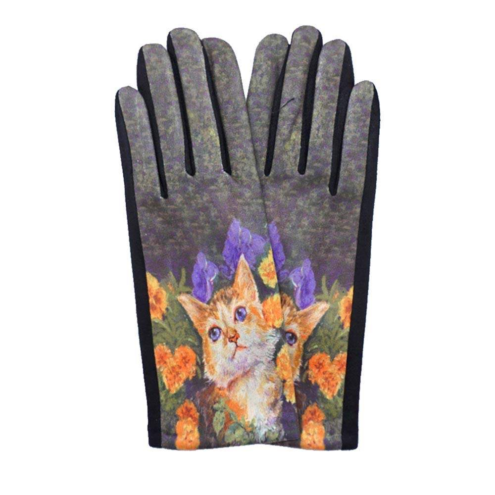 Cat Printed Smart Touch Gloves - Madeline Love - Flyclothing LLC