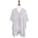 Tassel Trimmed Solid Cover Up - Madeline Love - Flyclothing LLC