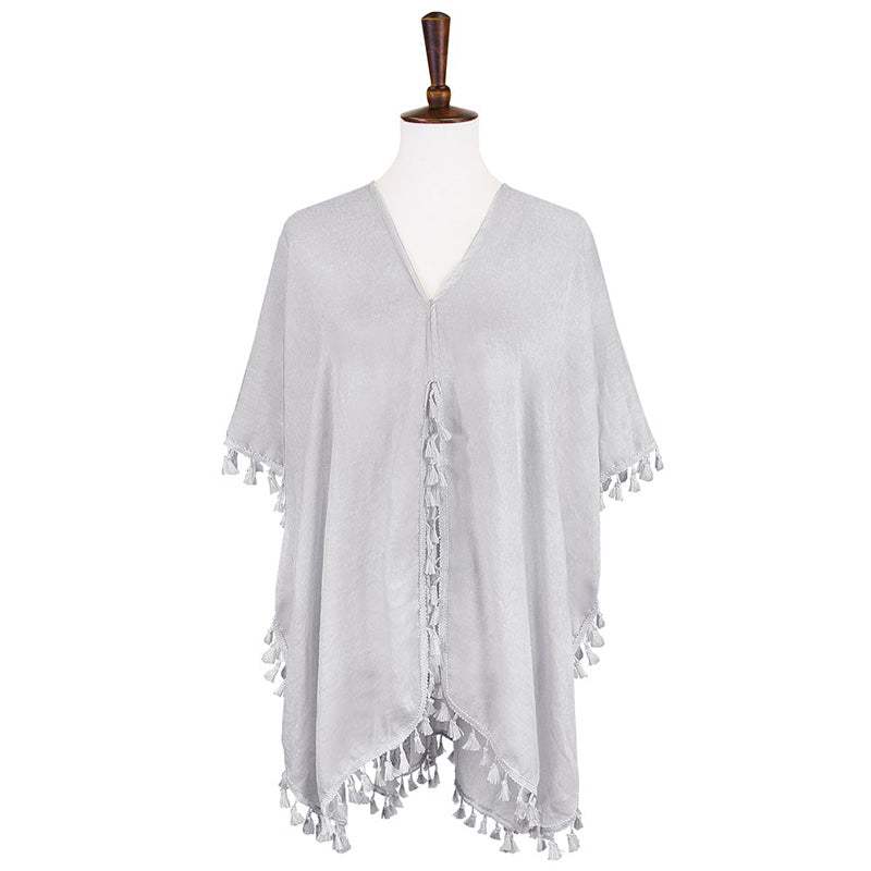 Tassel Trimmed Solid Cover Up - Madeline Love - Flyclothing LLC