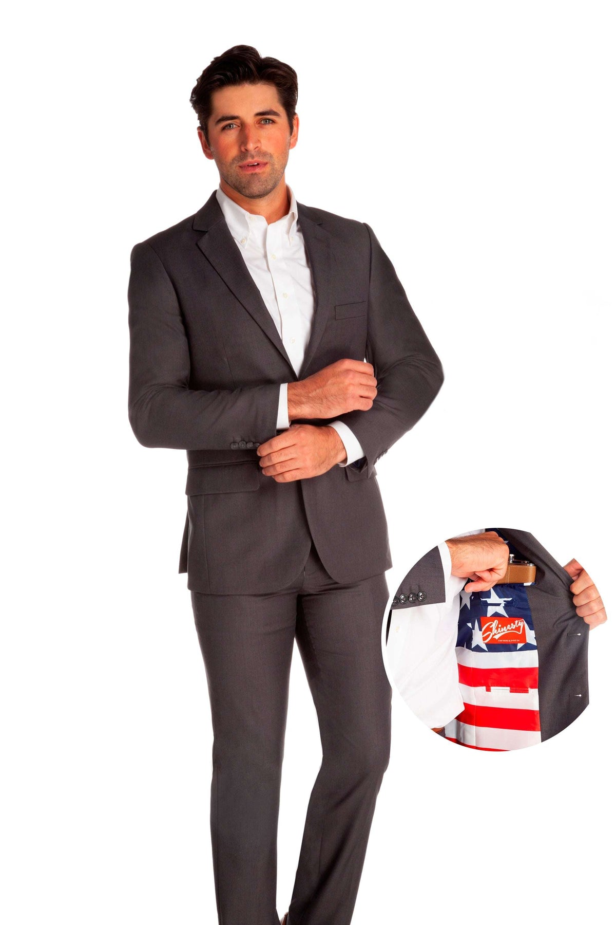 The Grey Madison | American Flag Lined Suit - Shinesty - Flyclothing LLC