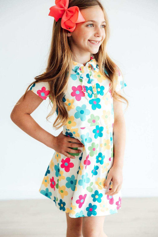 Groovy Blooms S/S Polo Dress - Mila & Rose ® - Flyclothing LLC