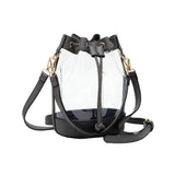 Solid Faux Leather Transparent Bucket Bag - Madeline Love - Flyclothing LLC