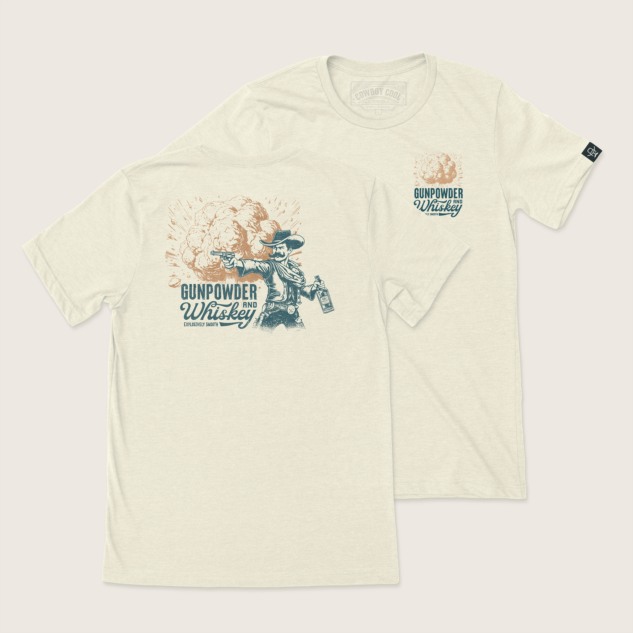 Gunpowder & Whiskey T-Shirt - Cowboy Cool - Flyclothing LLC