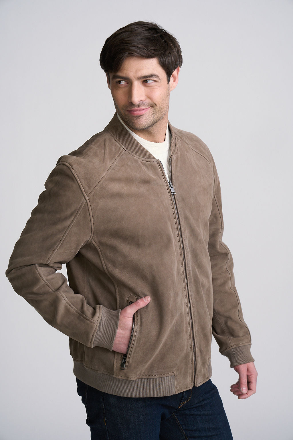 Gustie UF Nubuck Leather Bomber Jacket - mauritiusleather - Flyclothing LLC