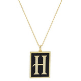 Gold Dipped Enamel Rectangle Monogram Pendant Necklace - Madeline Love - Flyclothing LLC