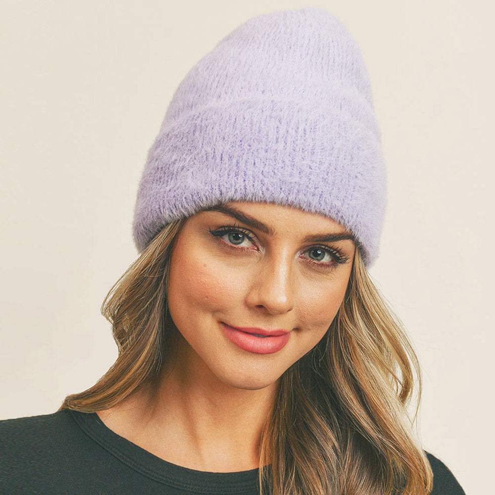 Fuzzy Solid Beanie Hat - Madeline Love - Flyclothing LLC