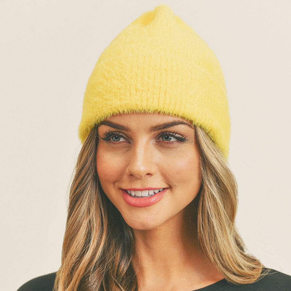 Fuzzy Solid Beanie Hat - Madeline Love - Flyclothing LLC