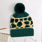 Leopard Patterned Pom Pom Beanie Hat - Madeline Love - Flyclothing LLC