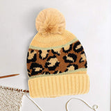 Leopard Patterned Pom Pom Beanie Hat - Madeline Love - Flyclothing LLC