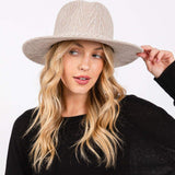 Chenille Pattern Fedora Hat with Braided Band - Madeline Love - Flyclothing LLC