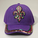 Sequin Mardi Gras Fleur de Lis Patch Baseball Cap - Madeline Love - Flyclothing LLC