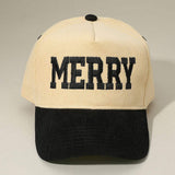 MERRY Message Embroidered Corduroy Baseball Cap - Madeline Love - Flyclothing LLC