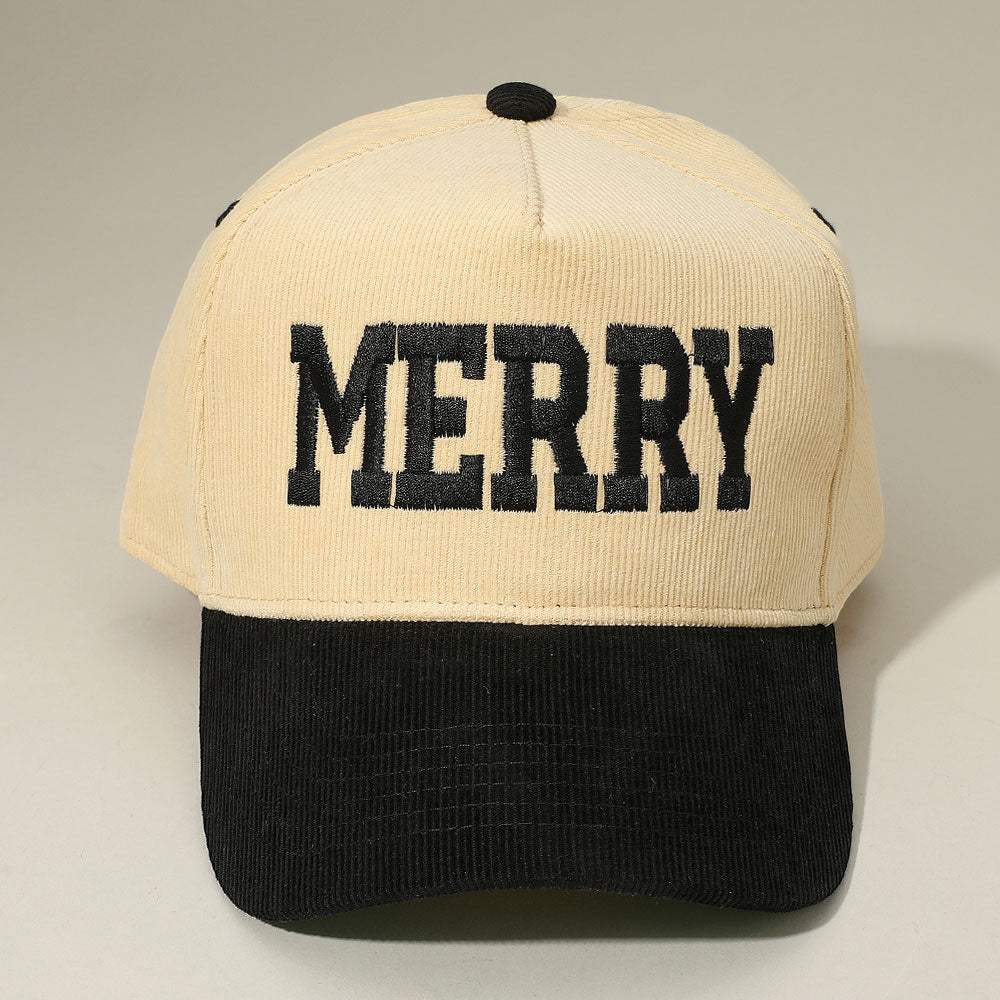MERRY Message Embroidered Corduroy Baseball Cap - Madeline Love - Flyclothing LLC