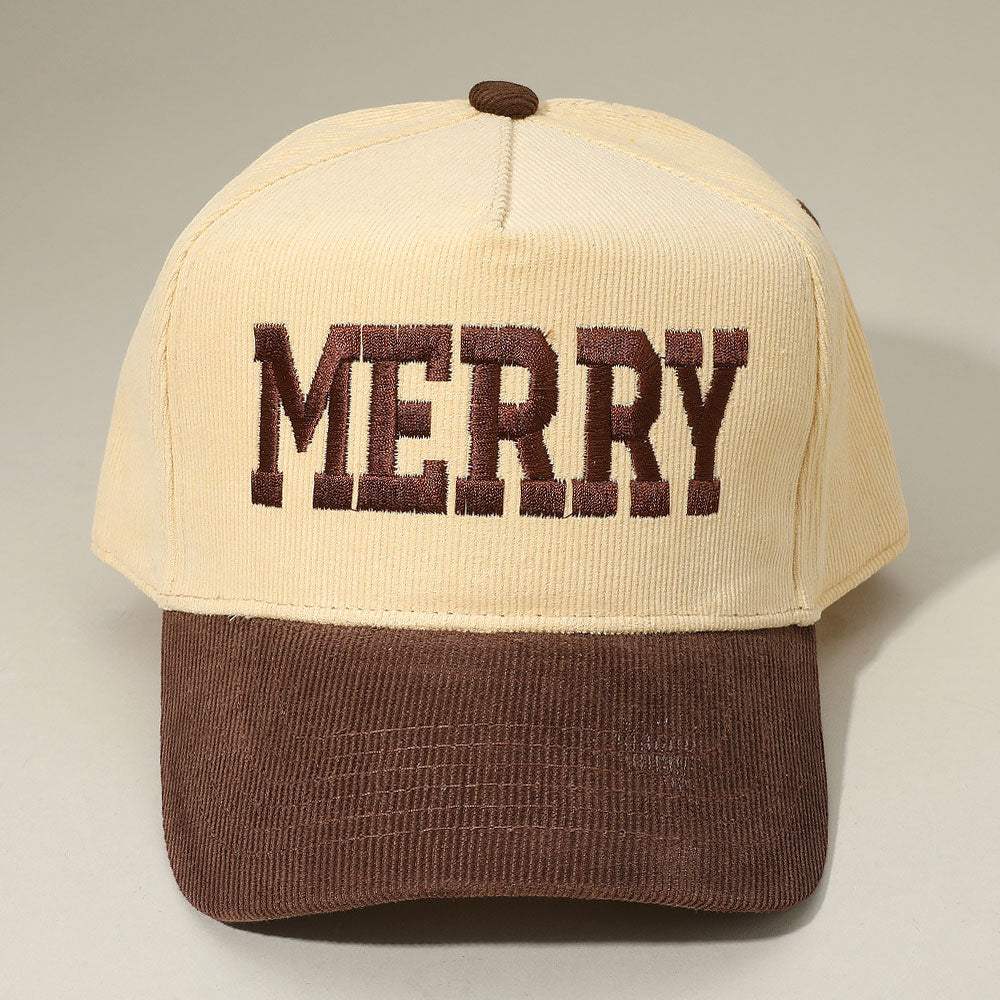 MERRY Message Embroidered Corduroy Baseball Cap - Madeline Love - Flyclothing LLC