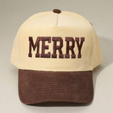 MERRY Message Embroidered Corduroy Baseball Cap - Madeline Love - Flyclothing LLC
