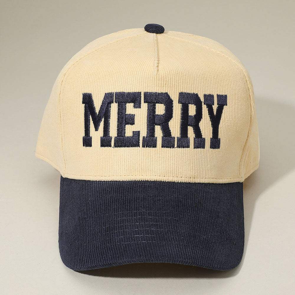 MERRY Message Embroidered Corduroy Baseball Cap - Madeline Love - Flyclothing LLC
