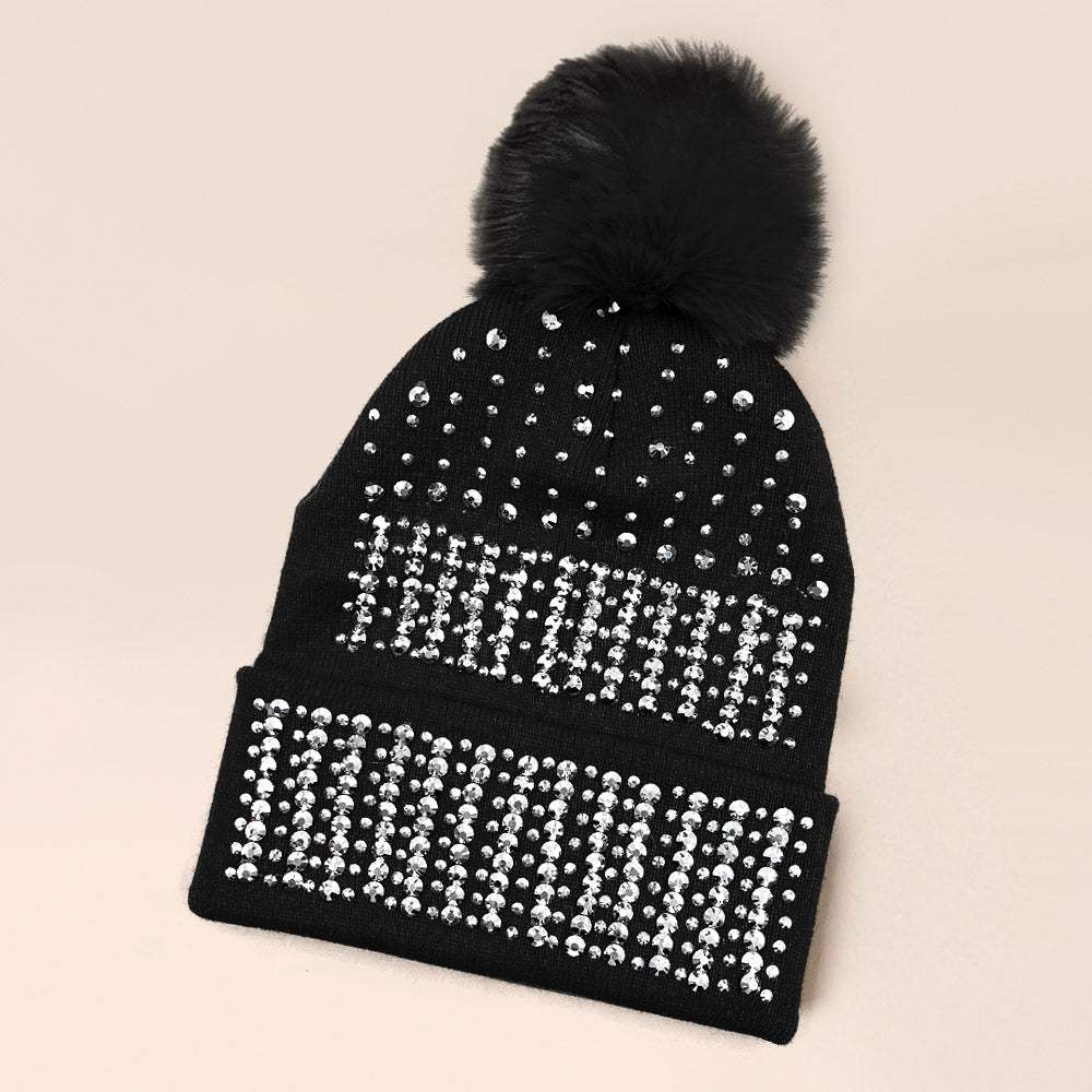 Bling Pom Pom Beanie Hat - Madeline Love - Flyclothing LLC