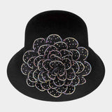Bling Studded Flower Felt Wedding Jazz Church Bucket Hat - Madeline Love - Flyclothing LLC