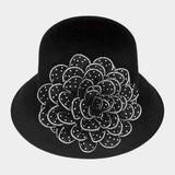 Bling Studded Flower Felt Wedding Jazz Church Bucket Hat - Madeline Love - Flyclothing LLC