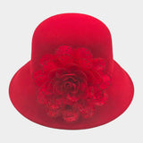 Bling Studded Flower Felt Wedding Jazz Church Bucket Hat - Madeline Love - Flyclothing LLC