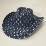 Wide Brim Distressed Sequin Pattern Cowboy Fedora Hat - Madeline Love - Flyclothing LLC