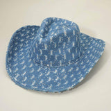 Wide Brim Distressed Sequin Pattern Cowboy Fedora Hat - Madeline Love - Flyclothing LLC