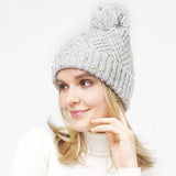 Confetti Knit Pom Pom Beanie Hat - Madeline Love - Flyclothing LLC