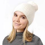 Stone Embellished Chenille Pom Pom Beanie Hat - Madeline Love - Flyclothing LLC