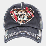 Baseball Babe Leopard Patterned Heart Vintage Baseball Cap - Madeline Love - Flyclothing LLC